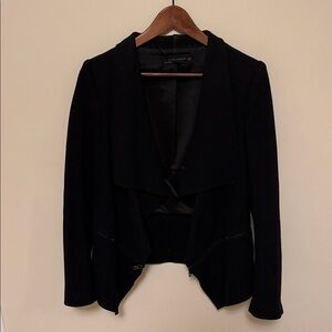 Zara Black Women's Fleece Blazer with Zipper Detail